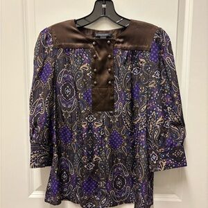 Banana Republic Purple and Brown paisley blouse. Size M
